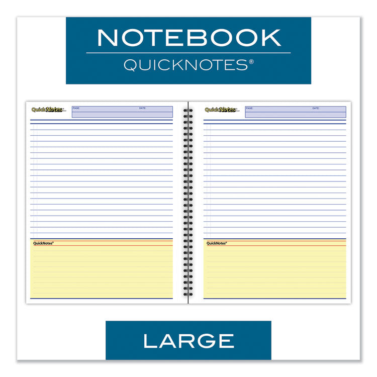 Wirebound Guided Business Notebook, QuickNotes List-Management Format, Dark Gray Linen Cover, (80) 11 x 8.5 Sheets