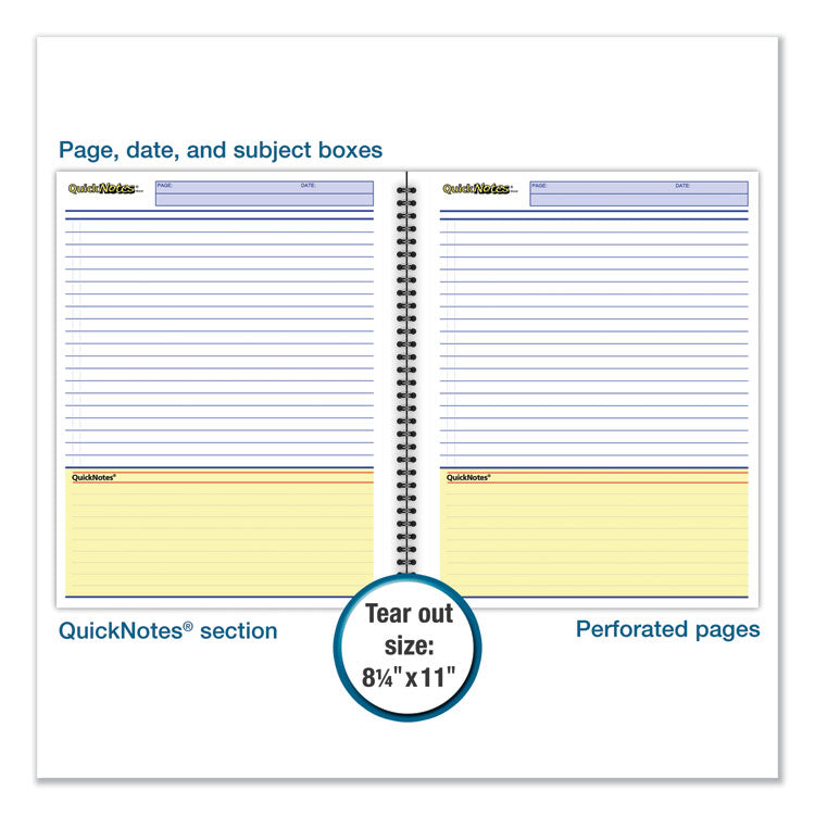 Wirebound Guided Business Notebook, QuickNotes List-Management Format, Dark Gray Linen Cover, (80) 11 x 8.5 Sheets