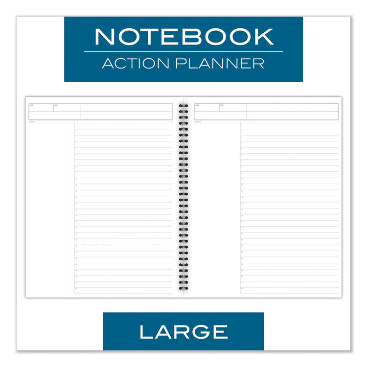 Wirebound Guided Business Notebook, Action Planner Project-Management Format, Dark Gray Linen Cover, (80) 11 x 8.5 Sheets