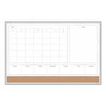 4N1 Magnetic Dry Erase Combo Board, Week/Month Planning, 36 x 24 (Actual Size: 35 x 23), Tan/WH Surface, Satin Aluminum Frame