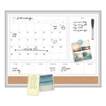 4N1 Magnetic Dry Erase Combo Board, Week/Month Planning, 36 x 24 (Actual Size: 35 x 23), Tan/WH Surface, Satin Aluminum Frame