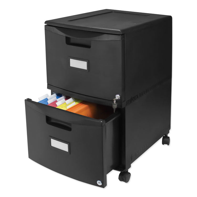 Two-Drawer Mobile Filing Cabinet, 2 Legal/letter-Size File Drawers, Black, 14.75" X 18.25" X 26"