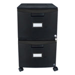 Two-Drawer Mobile Filing Cabinet, 2 Legal/letter-Size File Drawers, Black, 14.75" X 18.25" X 26"