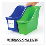 Interlocking Book Bins with Clear Label Pouches, 4.75" x 12.63" x 7", Assorted Colors, 5/Pack