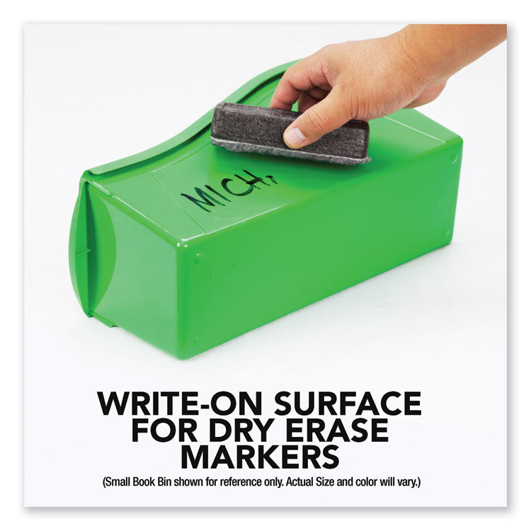 Interlocking Book Bins with Clear Label Pouches, 4.75" x 12.63" x 7", Assorted Colors, 5/Pack