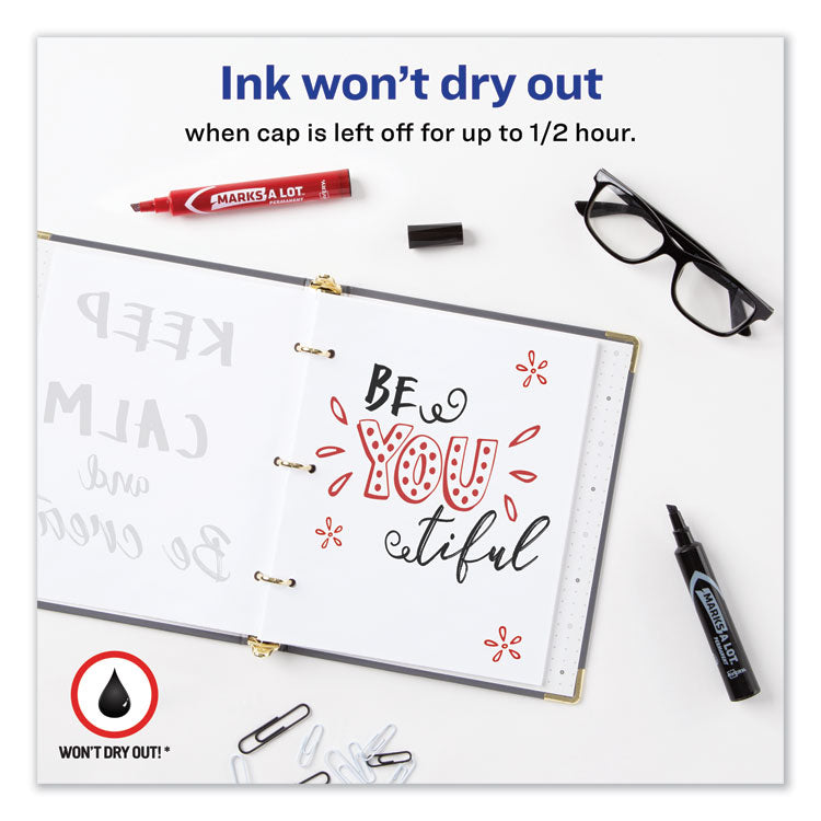 Marks A Lot Regular Desk-Style Permanent Marker Value Pack, Broad Chisel Tip, Assorted Colors, 24/pack (98187)