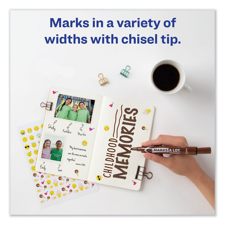 Marks A Lot Large Desk-Style Permanent Marker, Broad Chisel Tip, Brown, Dozen (8881)