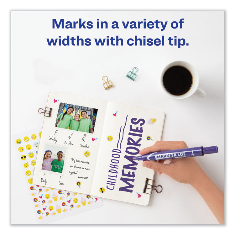 Marks A Lot Large Desk-Style Permanent Marker, Broad Chisel Tip, Purple, Dozen (8884)