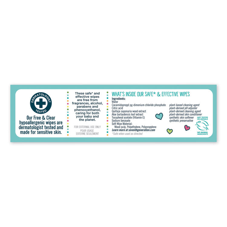 Free and Clear Baby Wipes, 7 x 7, Refill, Unscented, White, 256/Pack, 3 Packs/Carton