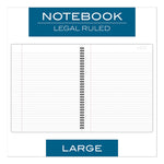Wirebound Business Notebook, 1-Subject, Wide/Legal Rule, Black Linen Cover, (80) 11 x 8.5 Sheets