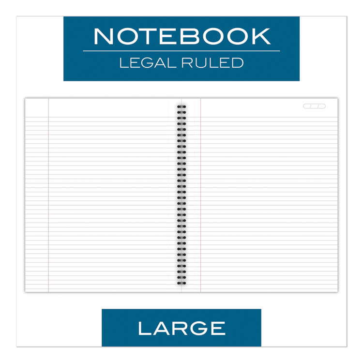 Wirebound Business Notebook, 1-Subject, Wide/Legal Rule, Black Linen Cover, (80) 11 x 8.5 Sheets