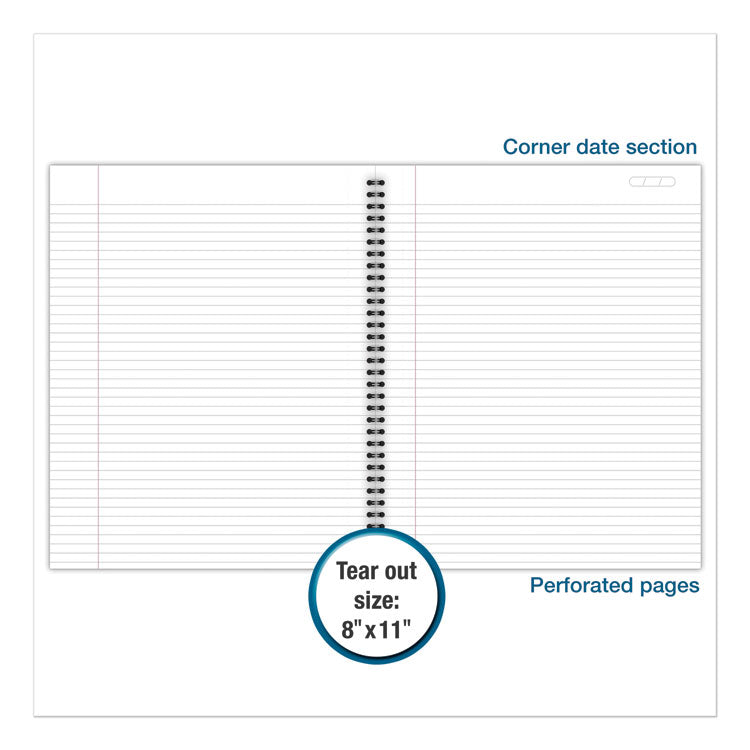 Wirebound Business Notebook, 1-Subject, Wide/Legal Rule, Black Linen Cover, (80) 11 x 8.5 Sheets