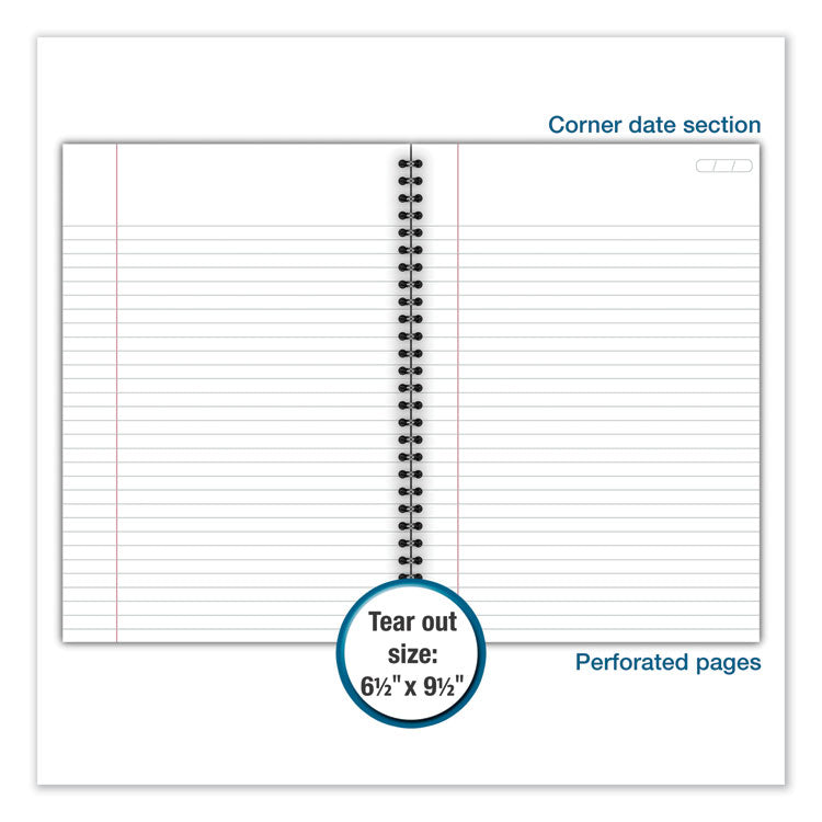 Wirebound Business Notebook, 1-Subject, Wide/Legal Rule, Black Linen Cover, (80) 9.5 x 6.63 Sheets