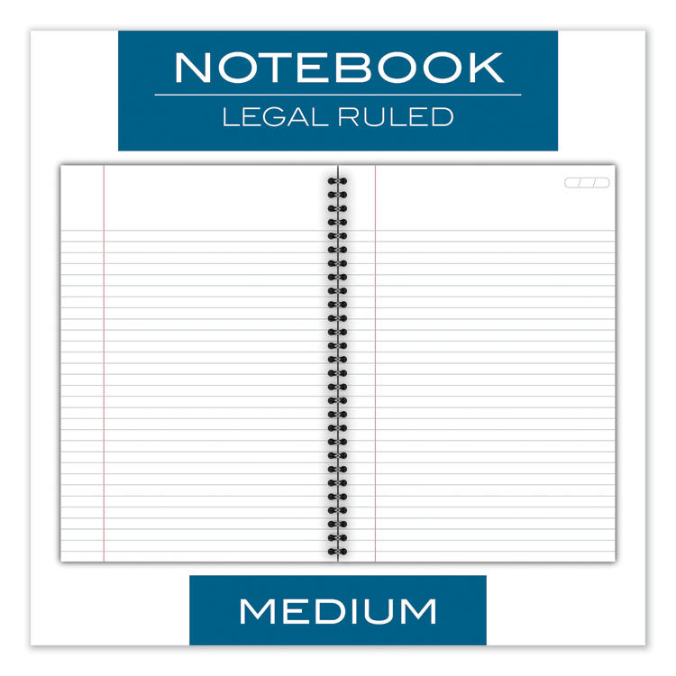 Wirebound Business Notebook, 1-Subject, Wide/Legal Rule, Black Linen Cover, (80) 9.5 x 6.63 Sheets