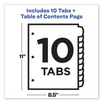 Customizable TOC Ready Index Multicolor Tab Dividers, 10-Tab, 1 to 10, 11 x 8.5, White, Traditional Color Tabs, 1 Set
