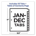 Customizable TOC Ready Index Multicolor Tab Dividers, 12-Tab, Jan. to Dec., 11 x 8.5, White, Contemporary Color Tabs, 1 Set