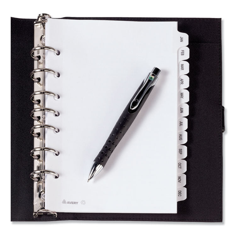 Preprinted Tab Dividers, 12-Tab, Jan. to Dec., 8.5 x 5.5, White, 1 Set