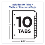 Customizable TOC Ready Index Black and White Dividers, 10-Tab, 1 to 10, 11 x 8.5, 1 Set