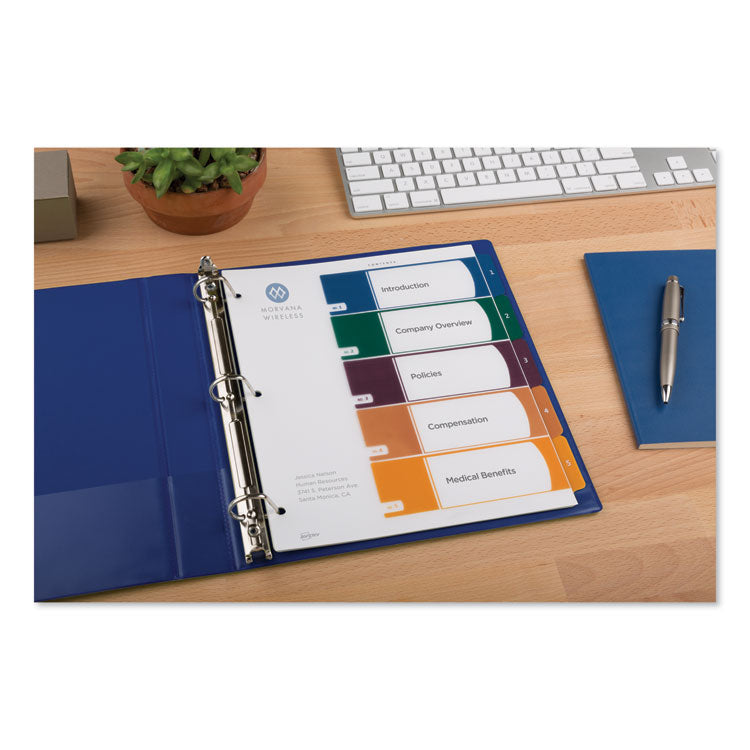 Customizable Table Of Contents Ready Index Dividers With Multicolor Tabs, 5-Tab, 1 To 5, 11 X 8.5, Translucent, 1 Set