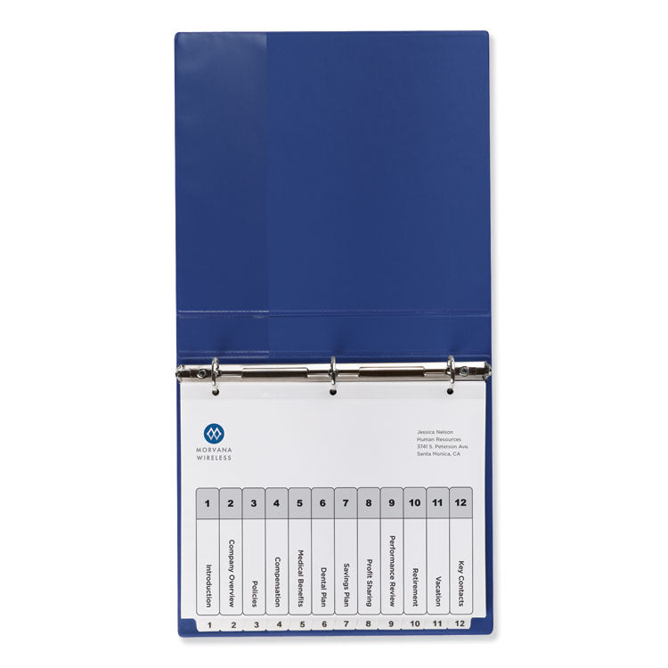 Customizable TOC Ready Index Black and White Dividers, 12-Tab, 1 to 12, 11 x 8.5, 1 Set