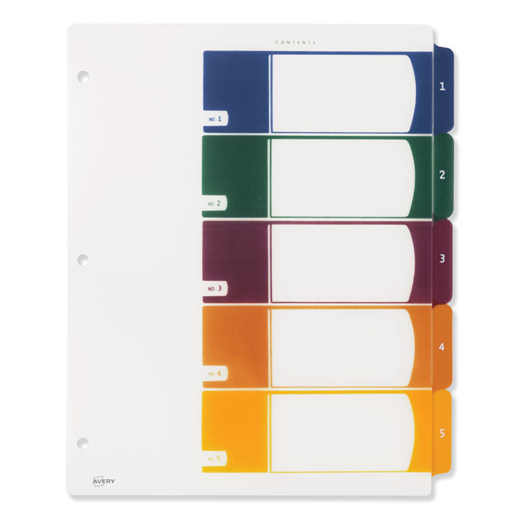 Customizable Table Of Contents Ready Index Dividers With Multicolor Tabs, 5-Tab, 1 To 5, 11 X 8.5, Translucent, 1 Set