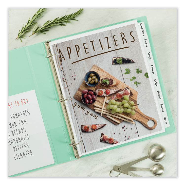 Customizable Print-On Dividers, 3-Hole Punched, 8-Tab, 11 x 8.5, White, 5 Sets