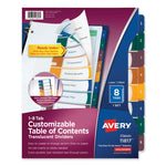 Customizable Table Of Contents Ready Index Dividers With Multicolor Tabs, 8-Tab, 1 To 8, 11 X 8.5, Translucent, 1 Set