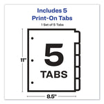 Customizable Print-On Dividers, 3-Hole Punched, 5-Tab, 11 x 8.5, White, 1 Set