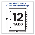 Customizable TOC Ready Index Black and White Dividers, 12-Tab, 1 to 12, 11 x 8.5, 1 Set