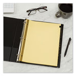 Preprinted Black Leather Tab Dividers w/Gold Reinforced Edge, 25-Tab, A to Z, 11 x 8.5, Buff, 1 Set