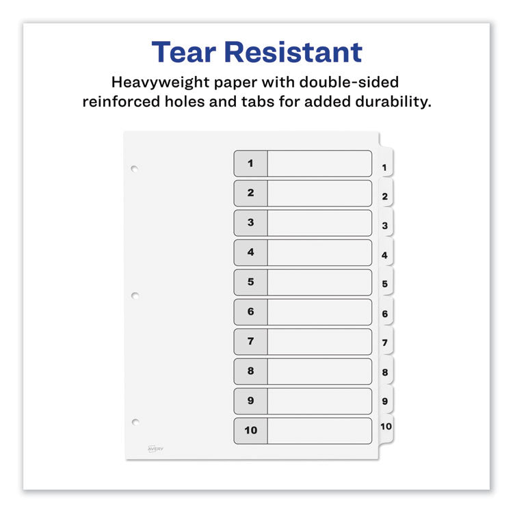 Customizable TOC Ready Index Black and White Dividers, 10-Tab, 1 to 10, 11 x 8.5, 1 Set