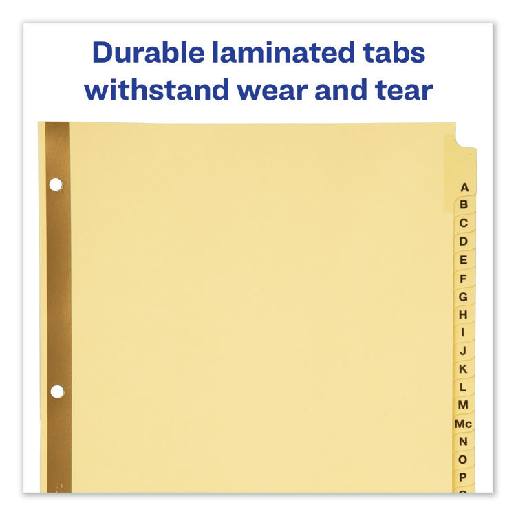 Preprinted Laminated Tab Dividers with Gold Reinforced Binding Edge, 25-Tab, A to Z, 11 x 8.5, Buff, 1 Set