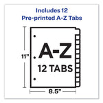 Durable Preprinted Plastic Tab Dividers, 12-Tab, A To Z, 11 X 8.5, Assorted, 1 Set