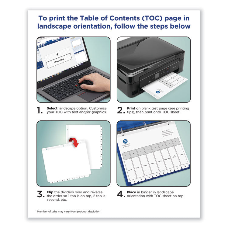 Customizable TOC Ready Index Black and White Dividers, 10-Tab, 1 to 10, 11 x 8.5, 1 Set