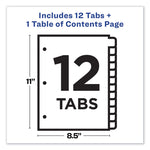 Customizable TOC Ready Index Multicolor Tab Dividers, 12-Tab, 1 to 12, 11 x 8.5, White, Traditional Color Tabs, 1 Set