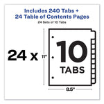 Customizable TOC Ready Index Multicolor Tab Dividers, Uncollated, 10-Tab, 1 to 10, 11 x 8.5, White, 24 Sets