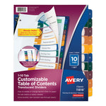 Customizable Table Of Contents Ready Index Dividers With Multicolor Tabs, 10-Tab, 1 To 10, 11 X 8.5, Translucent, 1 Set