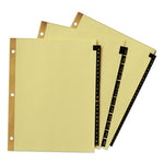 Preprinted Black Leather Tab Dividers w/Gold Reinforced Edge, 25-Tab, A to Z, 11 x 8.5, Buff, 1 Set