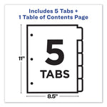 Customizable TOC Ready Index Black and White Dividers, 5-Tab, 1 to 5, 11 x 8.5, 1 Set