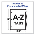 Preprinted Black Leather Tab Dividers w/Gold Reinforced Edge, 25-Tab, A to Z, 11 x 8.5, Buff, 1 Set