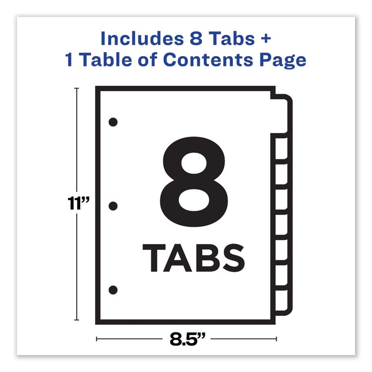 Customizable Table Of Contents Ready Index Dividers With Multicolor Tabs, 8-Tab, 1 To 8, 11 X 8.5, Translucent, 1 Set