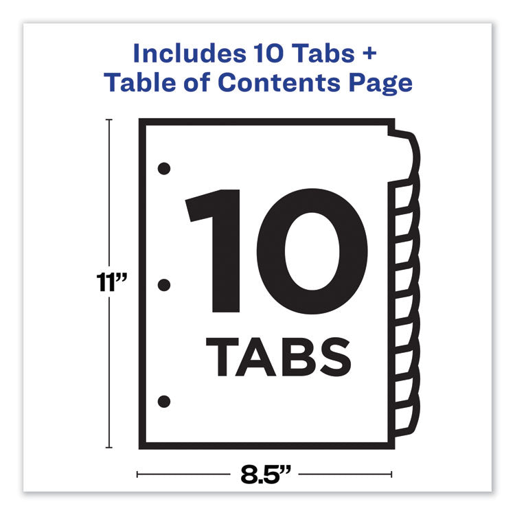 Customizable Table Of Contents Ready Index Dividers With Multicolor Tabs, 10-Tab, 1 To 10, 11 X 8.5, Translucent, 1 Set