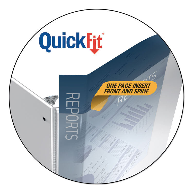 Quickfit Round-Ring View Binder, 3 Rings, 2" Capacity, 11 X 8.5, White