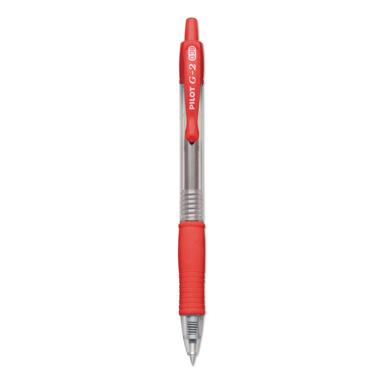 G2 Premium Gel Pen, Retractable, Extra-Fine 0.38 mm, Red Ink, Smoke/Red Barrel