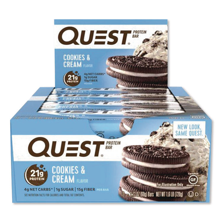 Protein Bars, Cookies And Cream, 2.12 Oz Bar, 12 Bars/box