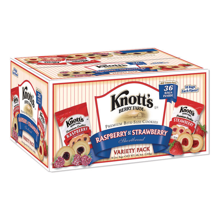 Premium Berry Jam Shortbread Cookies, Raspberry And Strawberry Variety, 2 Oz Pack, 36 Packs/carton
