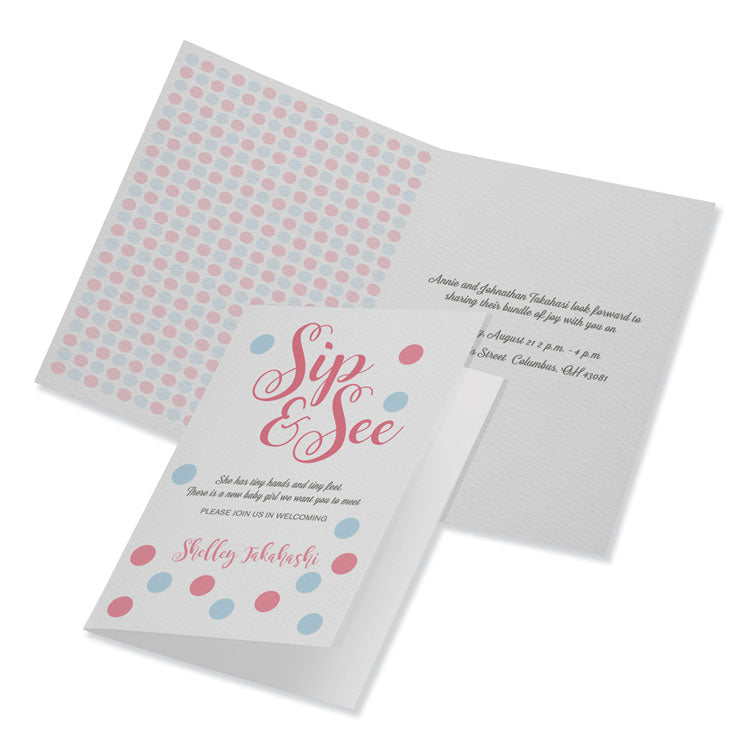 Half-Fold Greeting Cards with Envelopes, Inkjet, 65 lb, 5.5 x 8.5, Textured Uncoated White, 1 Card/Sheet, 30 Sheets/Box