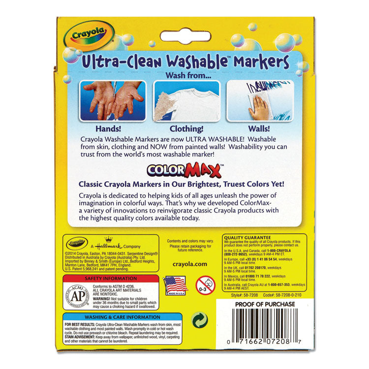 Ultra-Clean Washable Markers, Fine/broad Wedge/chisel Tips, Assorted Colors, 8/box