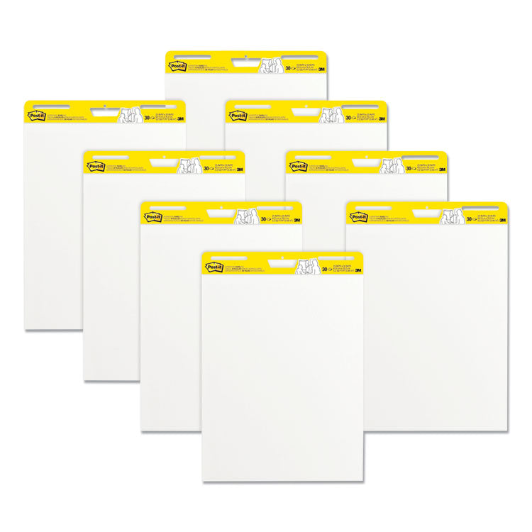 Vertical-Orientation Self-Stick Easel Pads, Unruled, 25 x 30, White, 30 Sheets, 8/Pack