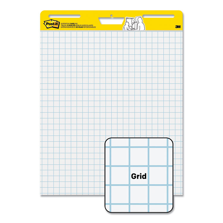 Vertical-Orientation Self-Stick Easel Pads, Quadrille Rule (1 sq/in), 25 x 30, White, 30 Sheets, 6/Pack